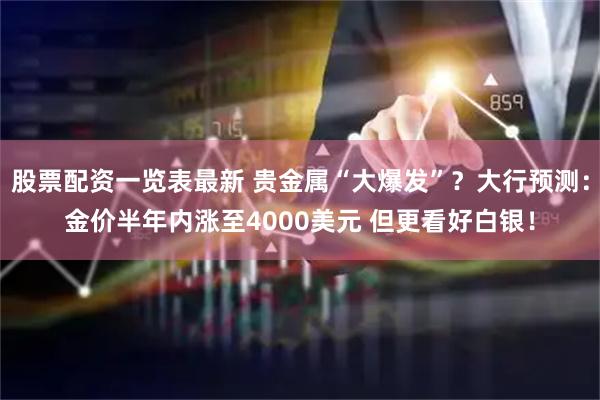 股票配资一览表最新 贵金属“大爆发”？大行预测：金价半年内涨至4000美元 但更看好白银！